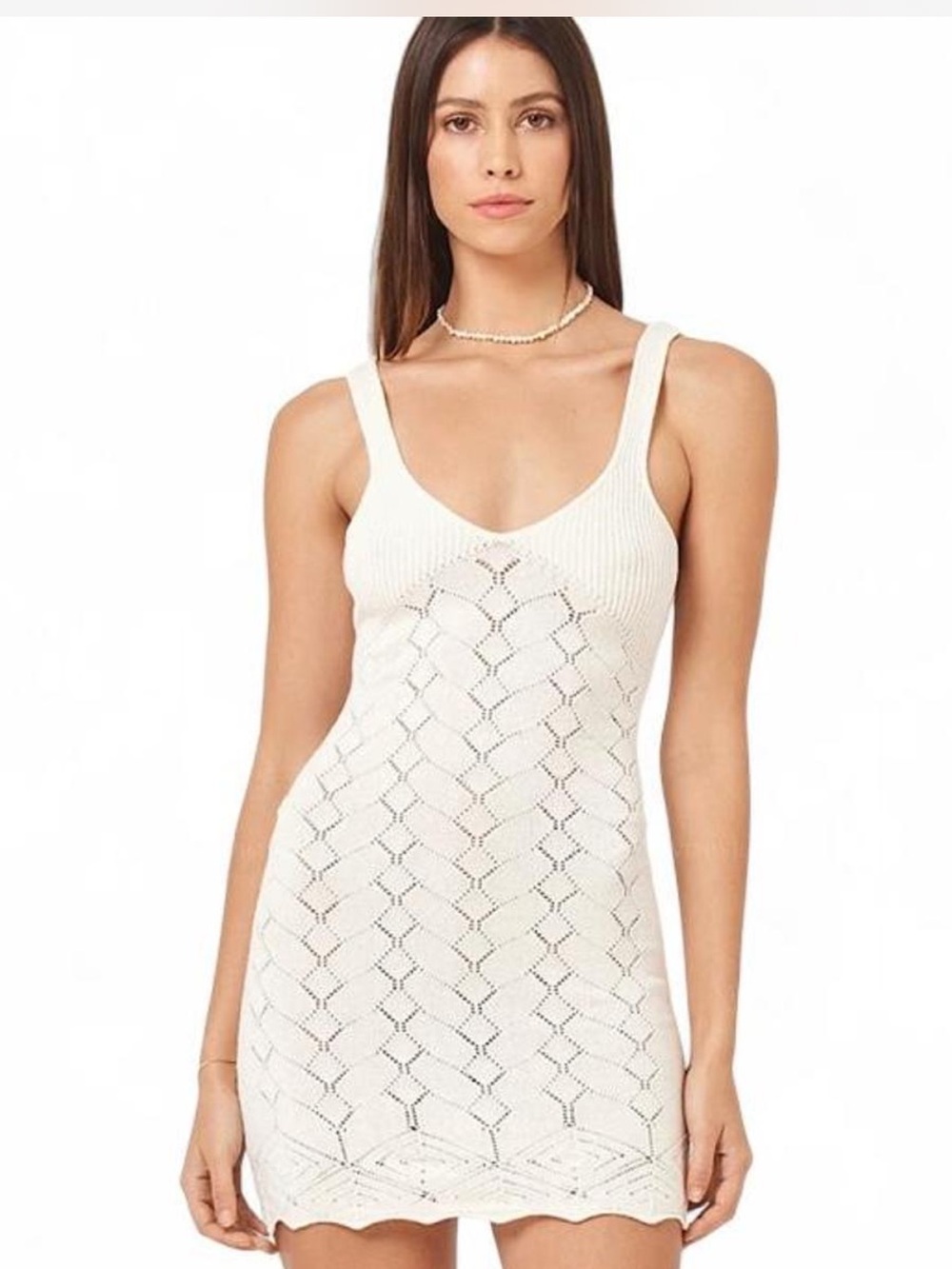 l*space White Crochet Saffron Mini Dress NWT Medium